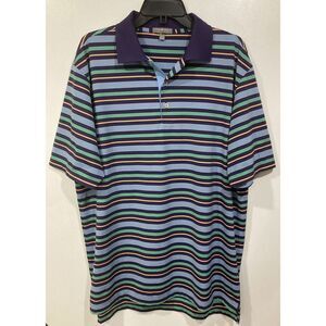 Peter Millar‎ Summer Comfort Size Large Golf Polo SS Shirt Purple Stripe